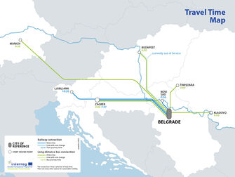 Travel Time Map - Belgrade Travel Time Map - Belgrade (Vergrößerte Ansicht)